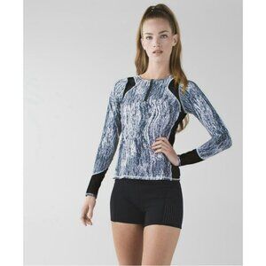 Lululemon Water: Sun Runner 1/2 Zip Texture Twist White Black Size 4 EUC